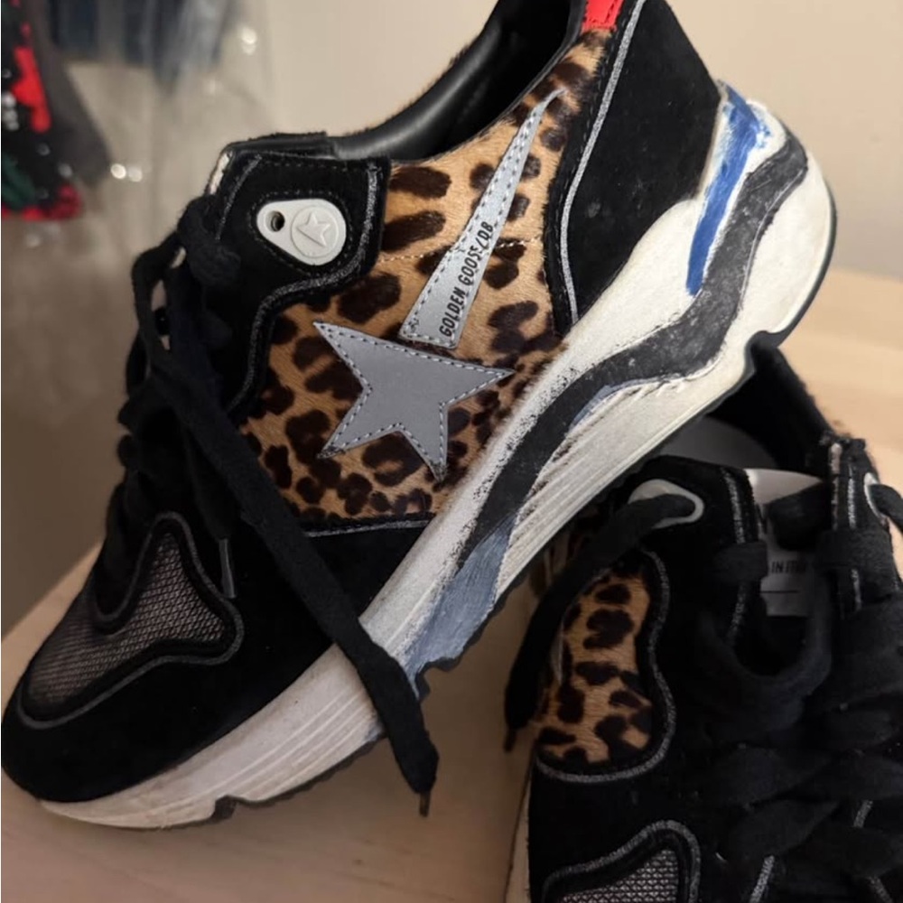 Leopard Print Sneakers with Star Detail